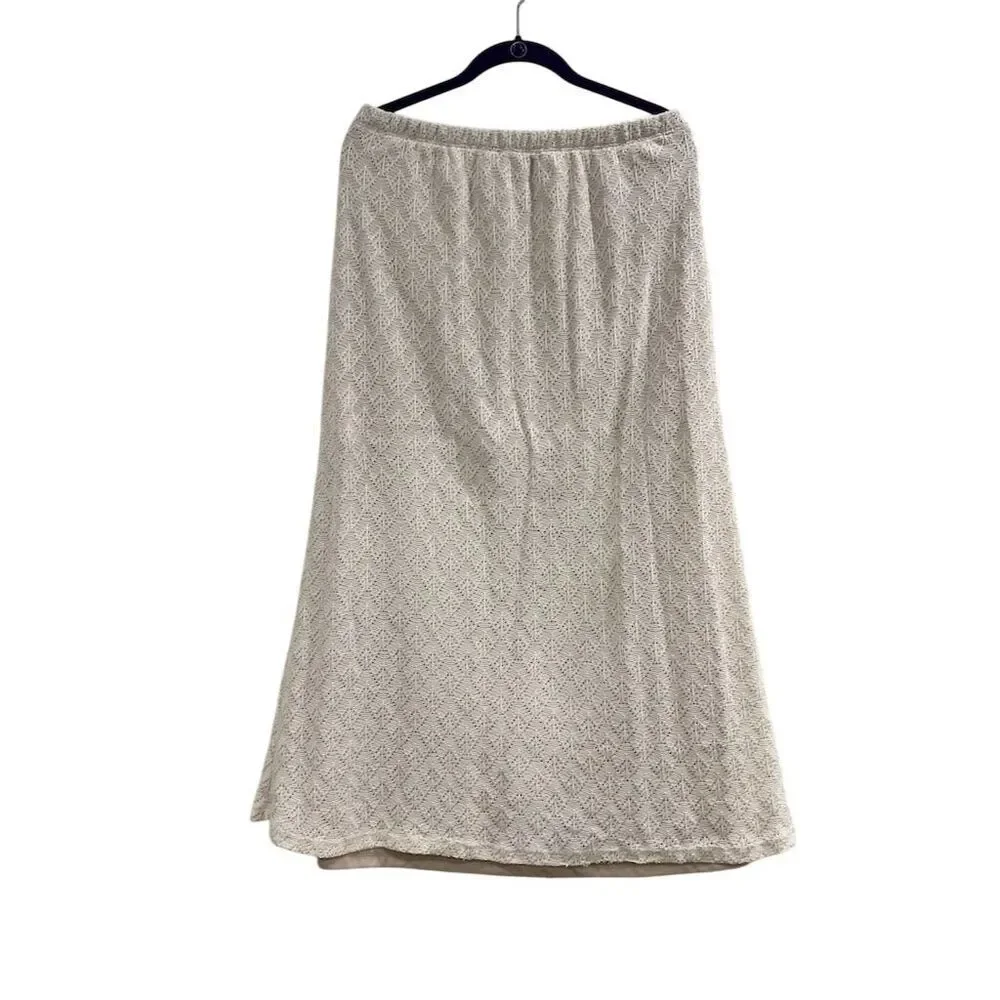 Final Touch Women's Ivory Textured Maxi Skirt Size L Casual Formal - Picture 1 of 4